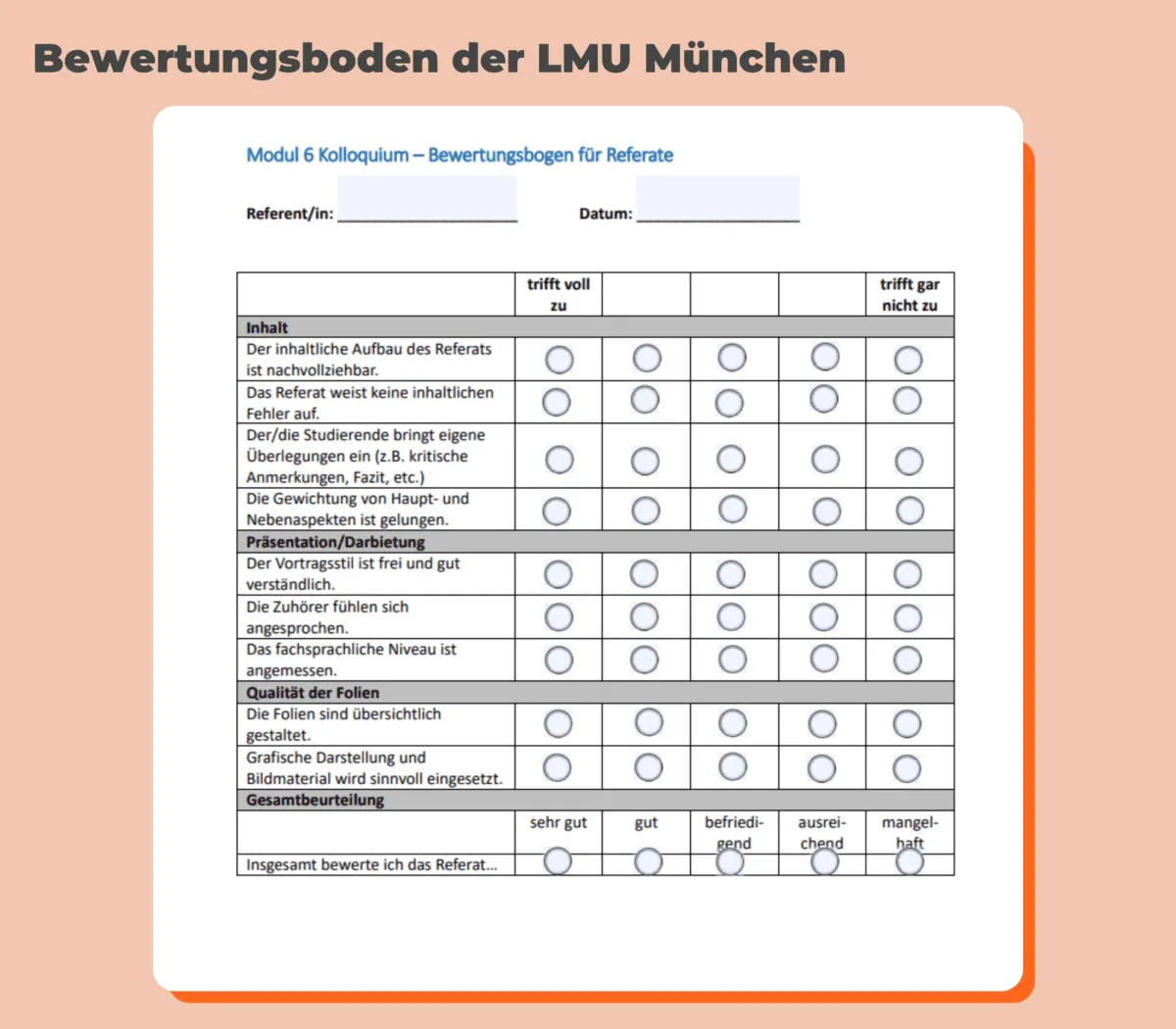 Bewertungsbogen Beispiel